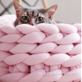 Línea de pelusa de mascotas nido duradero cama de gato tibia